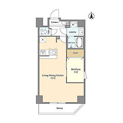 日暮里舎人ライナー 谷在家駅 徒歩5分の賃貸マンション 6階1LDKの間取り