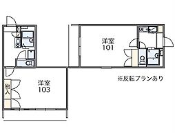 レオパレスイナ 1Kの間取図画像
