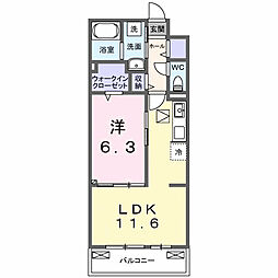 クラール　今泉 1階1LDKの間取り