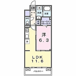 クラール　今泉 2階1LDKの間取り