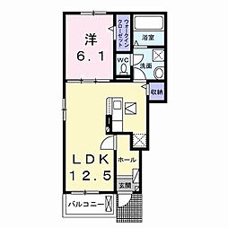 ソラーナ　Ａ 1階1LDKの間取り