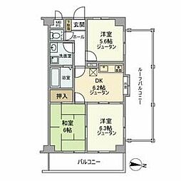 ジョイム毛呂山 5階3DKの間取り