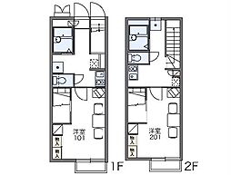 レオパレス縄手 1Kの間取図画像