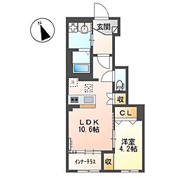 JR中央線 立川駅 バス39分 長円寺前下車 徒歩2分の賃貸アパート 1階1LDKの間取り
