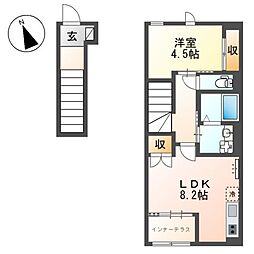 JR中央線 立川駅 バス39分 長円寺前下車 徒歩2分の賃貸アパート 2階1LDKの間取り