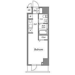 都営大江戸線 西新宿五丁目駅 徒歩3分の賃貸マンション 11階ワンルームの間取り