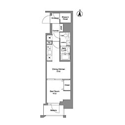 東京メトロ千代田線 綾瀬駅 徒歩3分の賃貸マンション 7階1DKの間取り