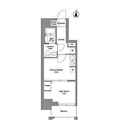 クラリティア綾瀬 5階1DKの間取り