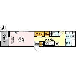 La Maison 表町 201 2階1Kの間取り