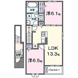 セラピア梨花 2階2LDKの間取り