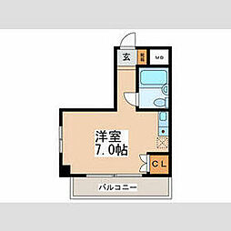 都営三田線 志村三丁目駅 徒歩9分の賃貸マンション 2階ワンルームの間取り
