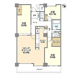 スカイプラザ・ユーカリが丘ウエストタワー 5階3LDKの間取り