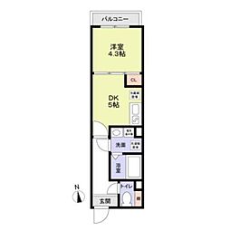 西武新宿線 東伏見駅 徒歩10分の賃貸マンション 3階1DKの間取り