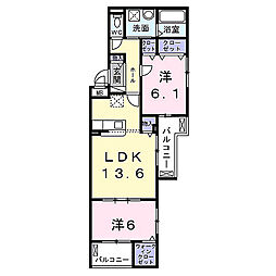 メゾンドエフ 2階2LDKの間取り