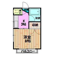 小田急小田原線 鶴川駅 徒歩14分の賃貸アパート 2階1Kの間取り