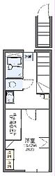 レオパレススターダスト 2階1Kの間取り