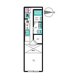 都営大江戸線 新江古田駅 徒歩11分の賃貸アパート 2階ワンルームの間取り