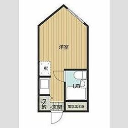 新茂原グリーンパレス 3階ワンルームの間取り