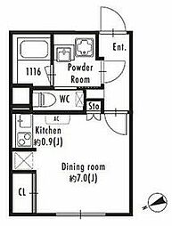 東京メトロ丸ノ内線 西新宿駅 徒歩3分の賃貸マンション 1階ワンルームの間取り