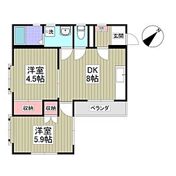 メゾンド・ロワール 2DKの間取図画像