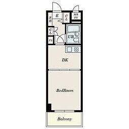 JR中央線 八王子駅 徒歩8分の賃貸マンション 3階1DKの間取り