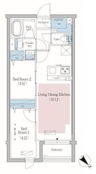 都営三田線 春日駅 徒歩10分の賃貸マンション 4階2LDKの間取り