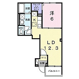 東武東上線 武蔵嵐山駅 徒歩5分の賃貸アパート 1階1LDKの間取り