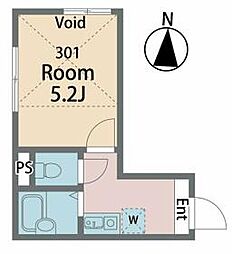 ＮＩＣＯ 3階1Kの間取り