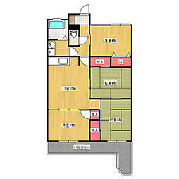 福岡市地下鉄七隈線 福大前駅 徒歩29分の賃貸マンション 3階4LDKの間取り