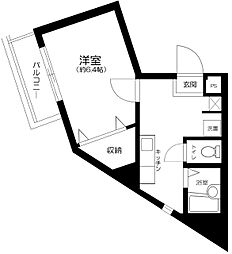 東京メトロ南北線 王子駅 徒歩9分の賃貸マンション 3階1Kの間取り