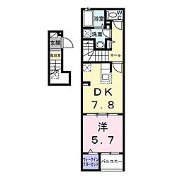 バーミィ　ベル 2階1DKの間取り