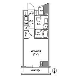 JR総武線 東中野駅 徒歩9分の賃貸マンション 1階1Kの間取り