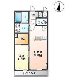 仮）阿見町中央2丁目新築アパート 2階1LDKの間取り