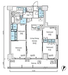 東京メトロ南北線 志茂駅 徒歩8分の賃貸マンション 9階4LDKの間取り