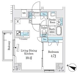 都営三田線 板橋本町駅 徒歩6分の賃貸マンション 9階1LDKの間取り