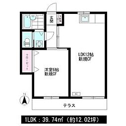 東京メトロ有楽町線 平和台駅 徒歩10分の賃貸アパート 1階1LDKの間取り