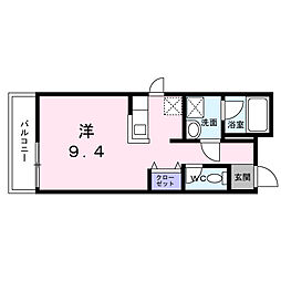 ティアラグレイス 5階ワンルームの間取り