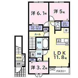 ミズキIX 2階3LDKの間取り