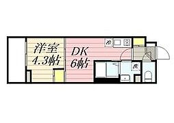 都営三田線 西巣鴨駅 徒歩7分の賃貸マンション 2階1DKの間取り