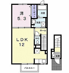 ミルト・ラフレシール 2階1LDKの間取り
