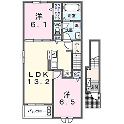 ルノン　I 2階2LDKの間取り