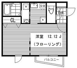 東京メトロ銀座線 青山一丁目駅 徒歩8分の賃貸マンション 2階1Kの間取り