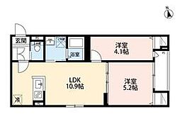 Ｆｉｏｒｅ　川越新宿町 1階2LDKの間取り
