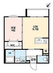 JR川越線 川越駅 徒歩10分の賃貸アパート 1階1LDKの間取り
