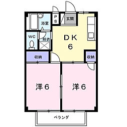名鉄常滑線 新日鉄前駅 徒歩10分の賃貸アパート 2階2DKの間取り