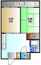 アネックス平井 2階2DKの間取り