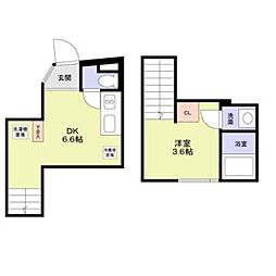都営大江戸線 牛込神楽坂駅 徒歩4分の賃貸マンション 1階1DKの間取り