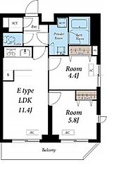 シェル上池台 0303 2階2LDKの間取り