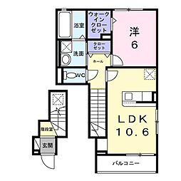 ドルチェビータ　III 2階1LDKの間取り