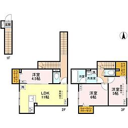 東武伊勢崎線 竹ノ塚駅 徒歩11分の賃貸アパート 2階3LDKの間取り